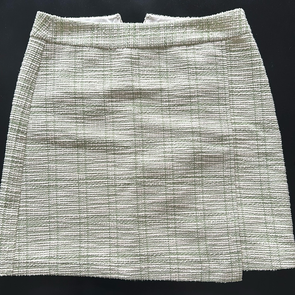 Loft green and white tweed skirt.